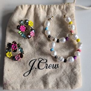 J.Crew Multicolor Pearl and Floral Earrings